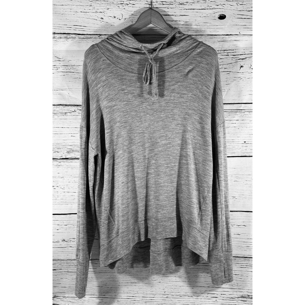 Athleta Lightweight Hoodie Size Large Heather Gray Drawstring Funnel Neck - L